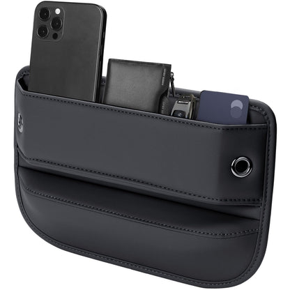 Premium Leather Car Seat Gap Filler Organizer Black