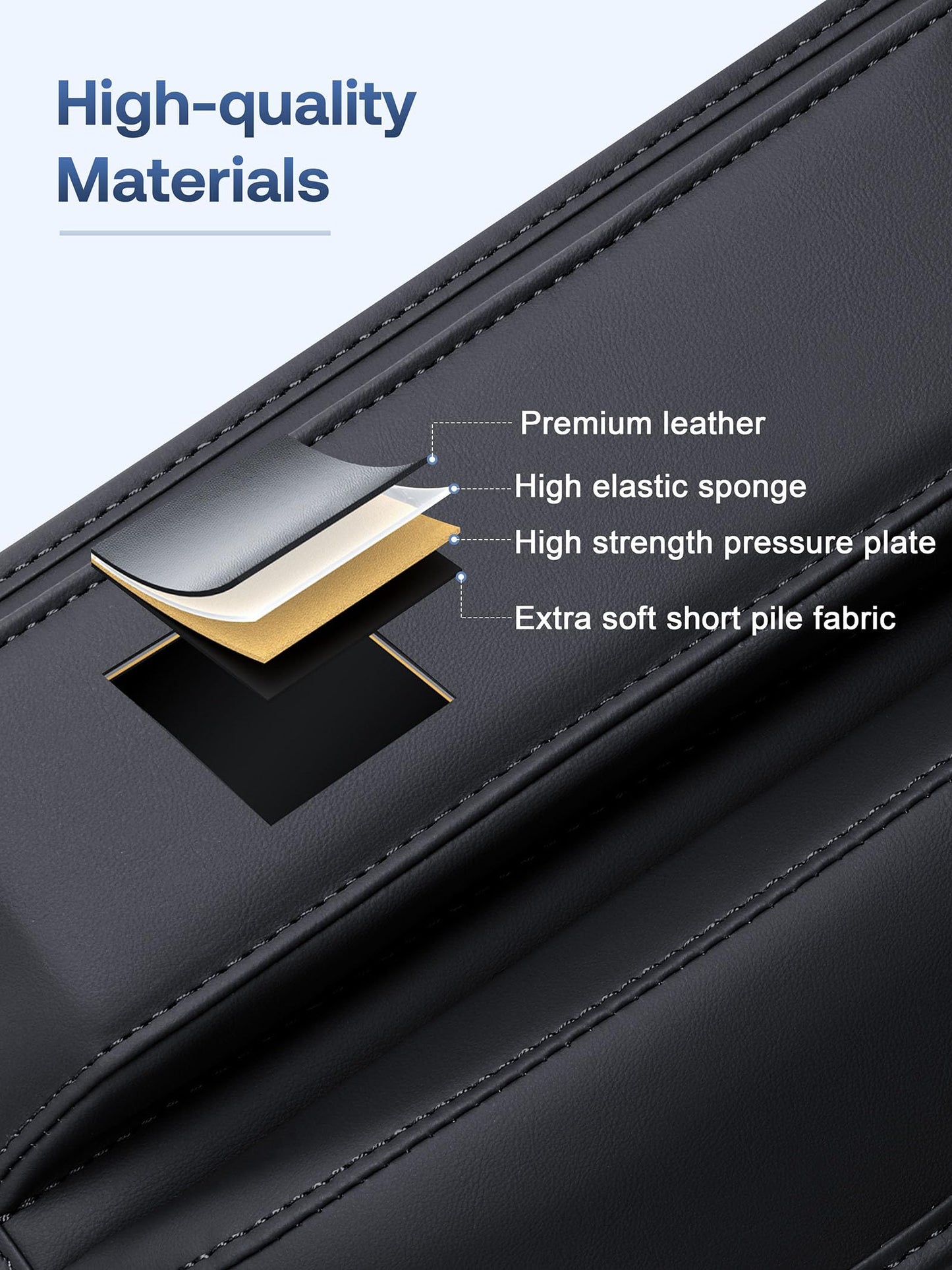 Premium Leather Car Seat Gap Filler Organizer Black